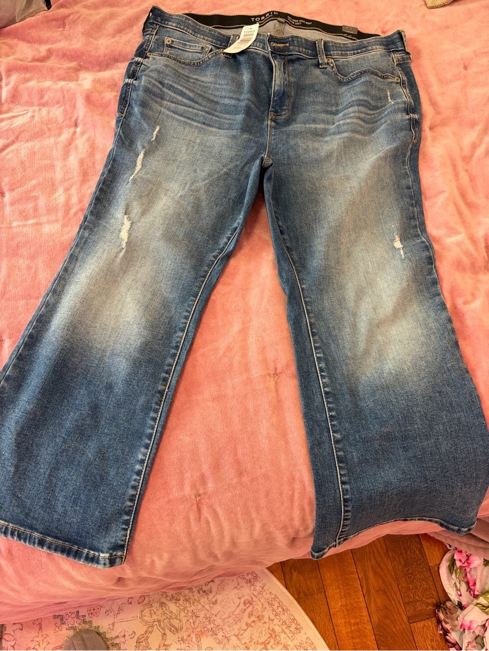 torrid Medium Blue Flared Jeans with Subtle Distress
